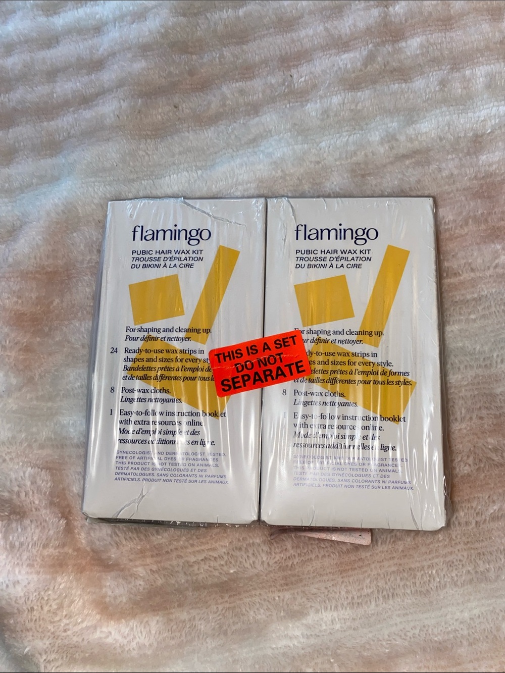 Flamingo Pubic Hair Wax Kit - White/Yellow (Set of 2)